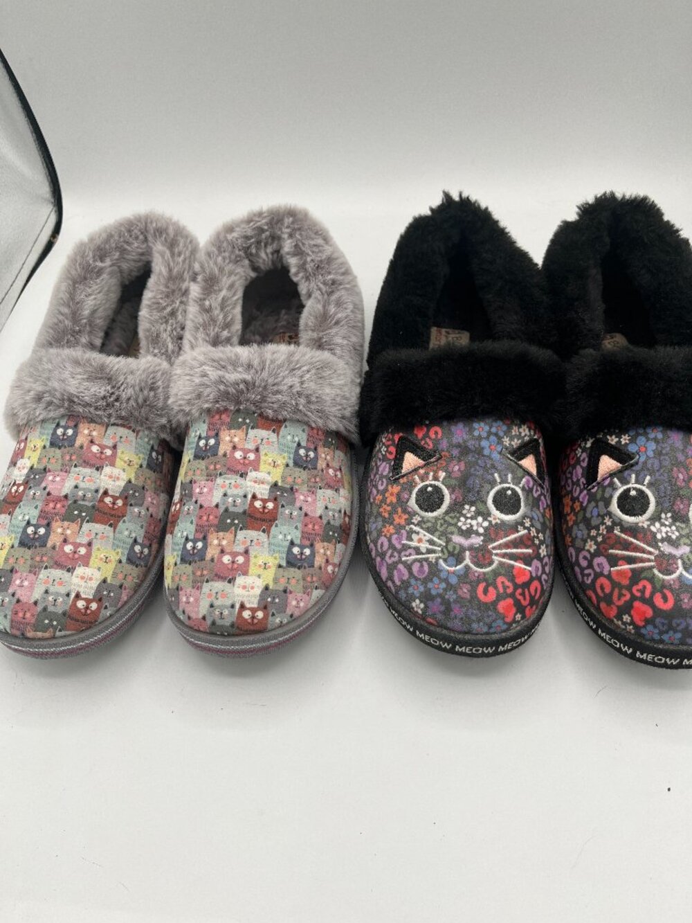 BOBS MEMORY FORM CAT THEME FOR SKECHERS  TOO COZY 2 SLIPPERS  6.5 -2 PAIR